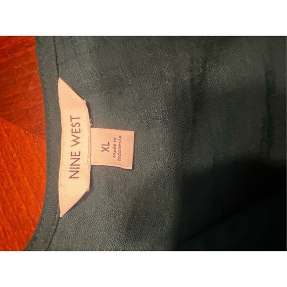 Nine west green v neck ruffle long sleeve button up blouse Xl girly career - Picture 8 of 8